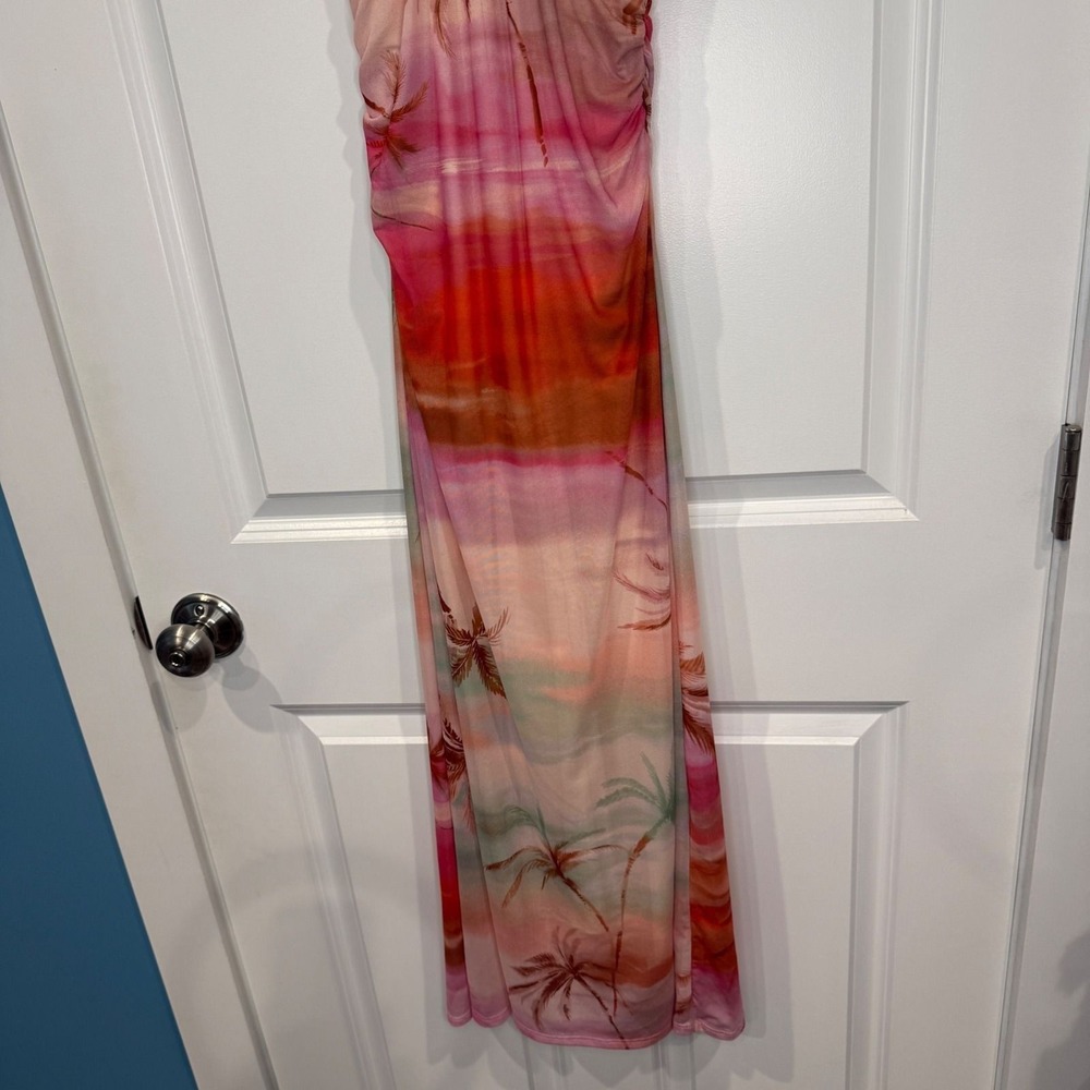 Altar'd State Tropical Sunset Palm Print Halter Midi/Maxi Dress Size Medium - Picture 7 of 9